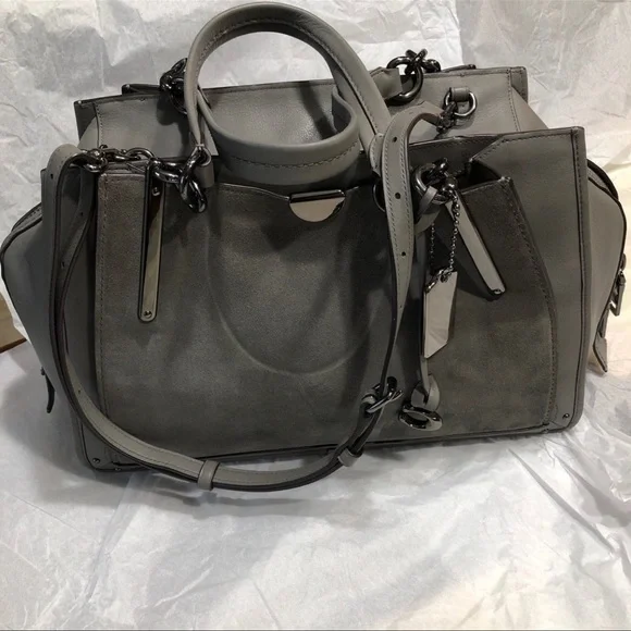 COACH Gray Dreamer Mixed Leather Satchel - Picture 7 of 10